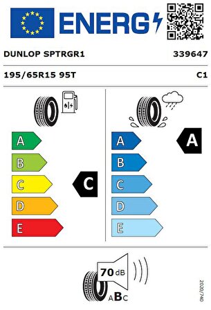 Dunlop 195/65 R15 TL 95T XL SPTOURING R1 Hafif Ticari Yaz Lastiği (Üretim Tarihi:2024) 