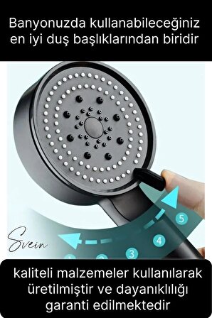 Premium Duş Seti 5 Fonksiyonlu Tasarruflu Başlık Esnek Kırılmaz Çatlamaz Paslanmaz Sızdırmaz Hortum