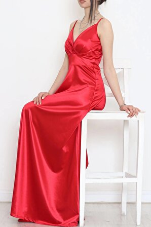 İp Askılı Saten Elbise Kırmızı - 582151.1592.