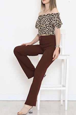 Bel Lastikli Crop Bluz Leopar - 18493.1153.