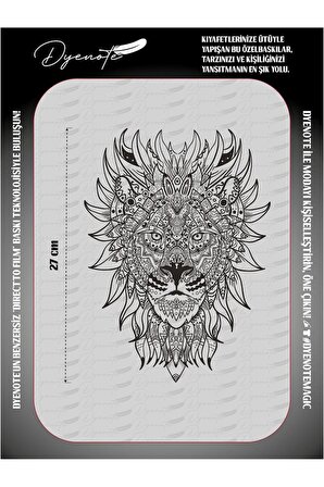 Lion Aslan Mandala Motif Kumaş Aplike Yama Ütü Ile Yapışan Transfer Baskı Kağıdı Dtf Arma