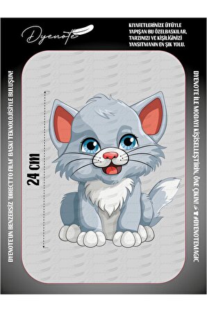 Tatlı Kedicik Cute Kitty Çizgi Kumaş Aplike Yama Ütü Ile Yapışan Transfer Baskı Kağıdı Dtf Arma