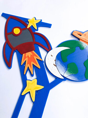 Uzay Figürlü Çocuk Odası Harf Duvar Dekoru - Bioplastik