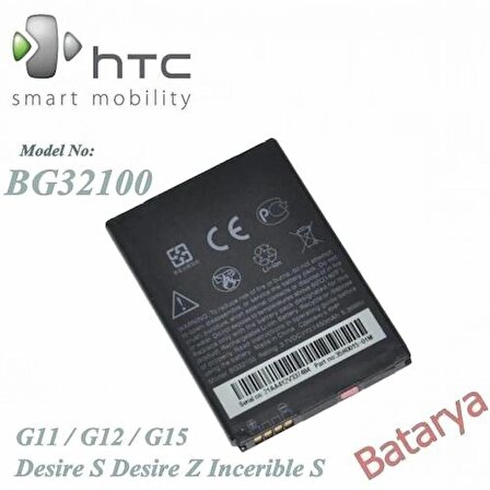 HTC Desire S Batarya HTC Desire Z G11 G12 G15 incerible S Bg32100 Uyumlu Batarya