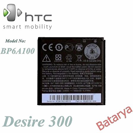 HTC Desire 300 Batarya HTC BP6A100 Uyumlu Batarya