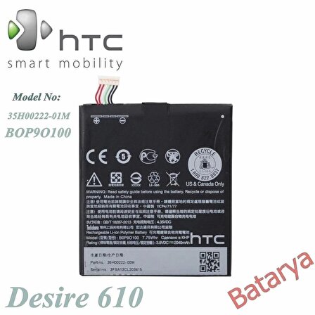 HTC Desire 610 Batarya HTC 35H00222-01M Bop9O100 Uyumlu Batarya