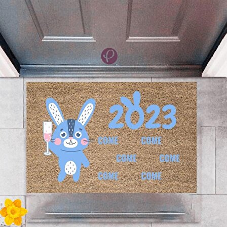 Kapı Önü Paspası Dekoratif Dijital Baskı Yeni Yıl Konsepti P-2632