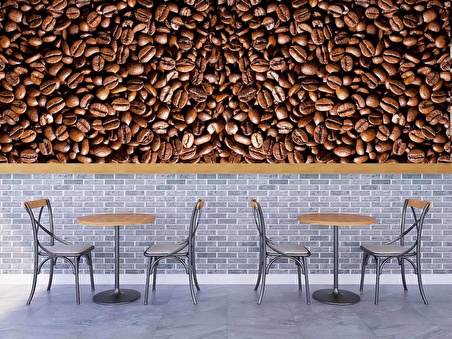 Kahve Çekirdeği Cafe Duvar Kağıdı Baskı