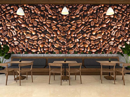 Kahve Çekirdeği Cafe Duvar Kağıdı Baskı