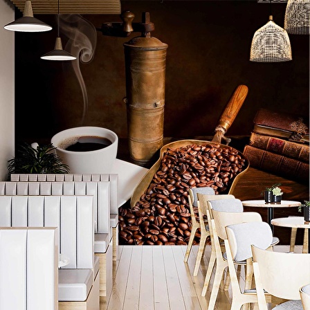 Kahve Öğütme Makinelı Cafe Duvar Kağıdı Baskı
