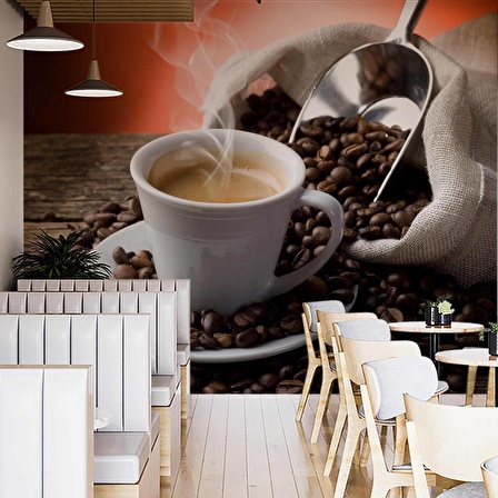 Çuvalda Kahve Cafe Duvar Kağıdı Baskı