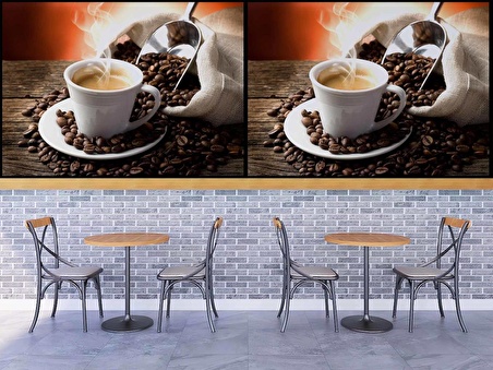 Çuvalda Kahve Cafe Duvar Kağıdı Baskı