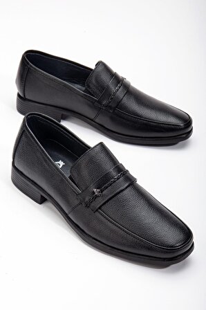 Drt6225 Hakiki İnce Kaymaz Taban  Klasik Erkek Ayakkabısı Siyah
