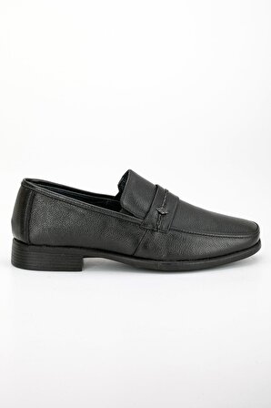 Drt6225 Hakiki İnce Kaymaz Taban  Klasik Erkek Ayakkabısı Siyah