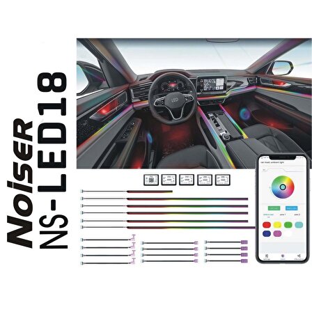 Noiser  X-LED18 App Kontrollü Rgb Araç Içi Ambians LED