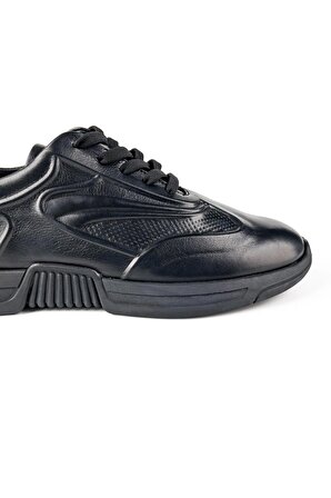 Diavel Siyah Hakiki Deri Erkek Spor Sneaker Ayakkabı