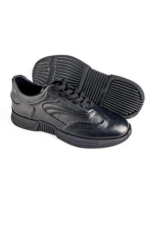 Diavel Siyah Hakiki Deri Erkek Spor Sneaker Ayakkabı