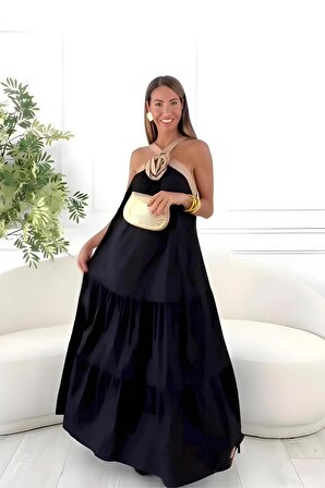 Poplin Kumaş Elbise, Gül Detayı Çıkarılıp Takılabilir (Model Güllü)