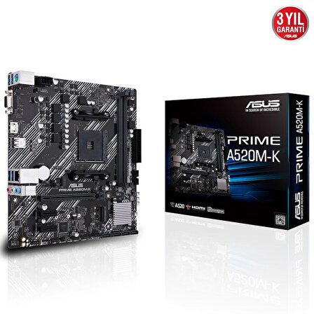 Asus Prime A520M-K AMD A520 AM4 DDR4 3200 MHz Masaüstü Anakart
