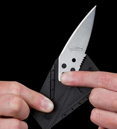Kamp Bıçağı - Deri Kılıf Hediyeli Cüzdanda Taşınabilir Kredi Kartı Şeklinde Kart Bıçak