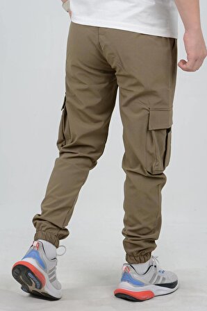 Erkek Slim Fit Cepli Beli ve Paçası Lastikli İnce Spor Pantolon Yeşil Edw071