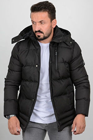 Erkek İçi Polarlı Slim Fit Kapüşonlu Şişme Mont Edw010