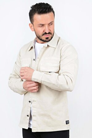 Erkek Slim Fit Cepsiz Cep Görünümlü Açık Mavi Kot Ceket CNS01