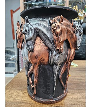 Atlı Bronz Gümüş Vazo