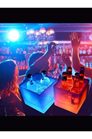 Led Işıklı Buz Kovası 10 Litre Parti, Kulüp, Bar Kovası, Eğlence Buz Kovası 1 Adet