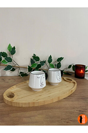 Bambu Oval Sunum Tepsisi, Kahvaltı Tabağı, Kahvaltı Sunum, Kahve Sunum , Çay Tepsisi