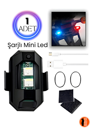 10 Adet Şarjlı Mini Led Işık/motor Çakar Led/drone Işığı/anti Çarpışma Uyarı Işığı