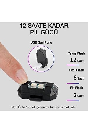 2 Adet Şarjlı Mini Led Işık/motor Çakar Led/drone Işığı/anti Çarpışma Uyarı Işığı