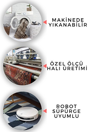 Kreatif Halı İskandinav Desen Çizgili Kilim Yıkanabilir Kadife Kumaş  Dot Taban Yolluk