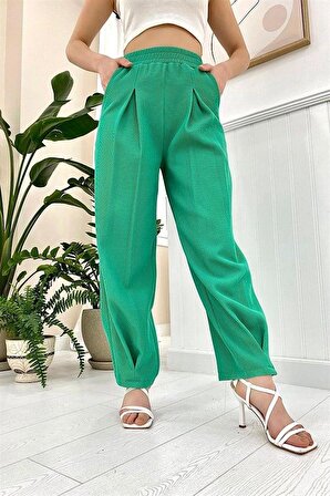 Beli Lastikli Pantolon - Yeşil