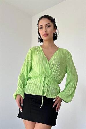 Fırfırlı Bluz - Yeşil