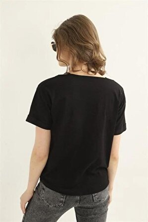 Dantelli T-Shirt - Siyah