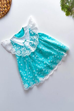 Kız Bebek Kız Çocuk Yazlık Elbise Kısa Kollu Tüllü Tütü Astarlı Bebek Takım Bebek Giyim ELBFYN