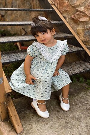 Kız Bebek Kız Çocuk Yazlık Elbise Kısa Kollu Bebek Takım Çocuk Bebek Giyim ELBKLB