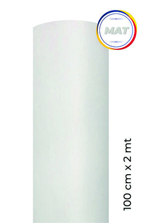 Mat Beyaz Yapışkanlı Kaplama Folyosu  100 CM  X 2 MT