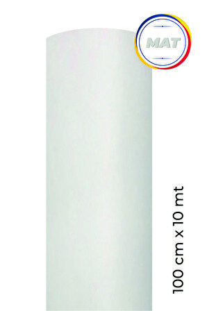 Mat Beyaz Yapışkanlı Kaplama Folyosu  100 CM  X 10 MT