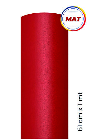 Mat Kırmızı Yapışkanlı Kaplama Folyosu 61 Cm X 1 Mt