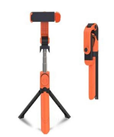 ELSE NIPPON Turuncu Bluetooth Kumandalı Selfie Çubuğu-tripod Vlog Monopod Telefon Tutucu