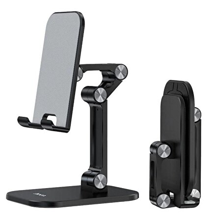 Katlanabilir Siyah Masaüstü Telefon Tutucu Ve Standı / Ayarlanabilir Stand