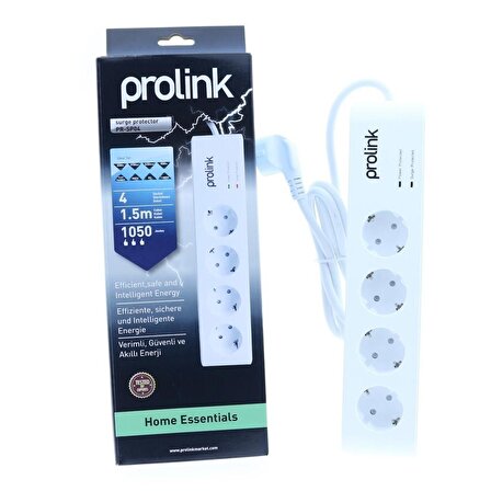 Prolink PR-SP04 4'lü Beyaz Akım Korumalı Priz