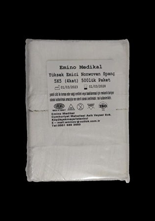 EMİNO MEDİKAL NON-WOVEN SPANÇ 5x5 CM 4 KAT 1000 ADET (500x2 PAKET)