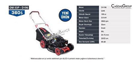 Energy DM53P D196 Benzinli Çim Biçme Makinesi 53cm İtmeli