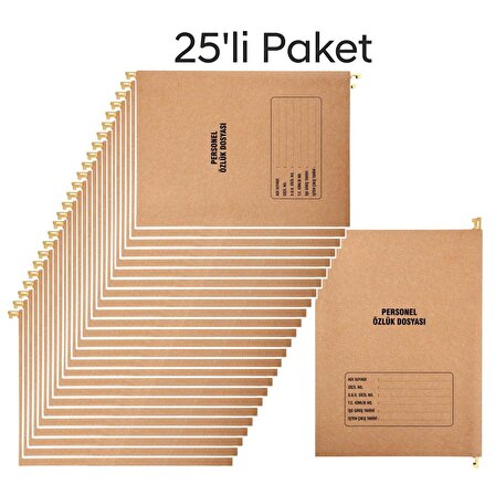 Metal Askılı Personel Özlük Dosyası 8 Yapraklı 25 Li Paket