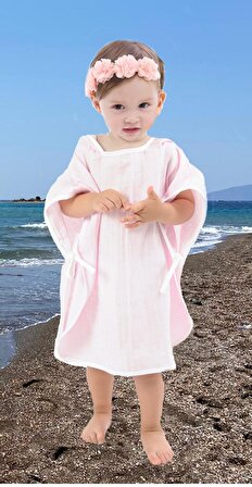 Çocuk Bebek Müslin Panço Kapüşonlu Oeko-tex Sertifikalı 1-4 yaş
