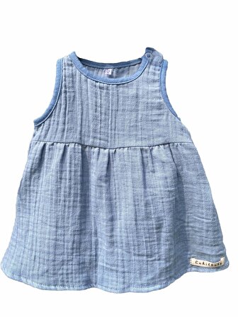 Bebek Çocuk Çift Katlı Müslin Elbise, %100 Organik Pamuk