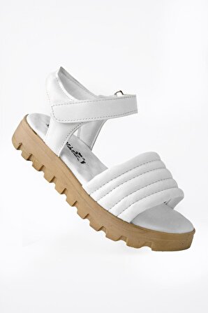 Dolgu Topuk Beyaz Kız Çocuk Ayakkabı